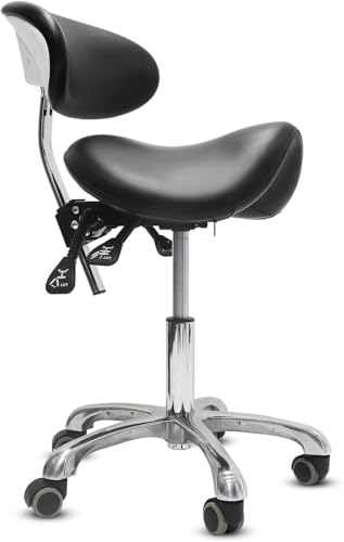 Ergonomic Saddle Chair with Back Support & Wheels