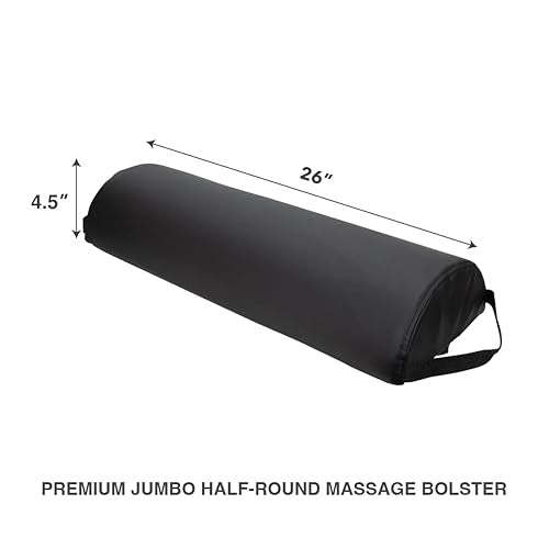 Jumbo Half-Round Massage Bolster Pillow - Stain & Oil Resistant, Black