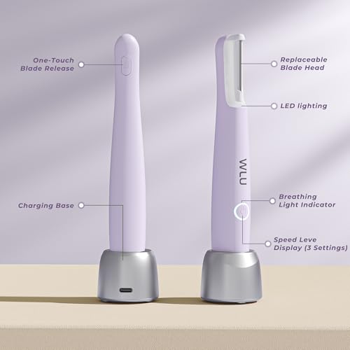 WLU Dermaplane Razor for Women – Peach Fuzz Removal, 3 Speeds, LED