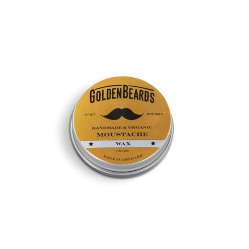 Golden Beards Mustache Wax ? Organic & Natural Medium Hold Styling Wax for Men, Nourishing Beeswax & Oils, Handmade in Denmark 30ml (1oz)