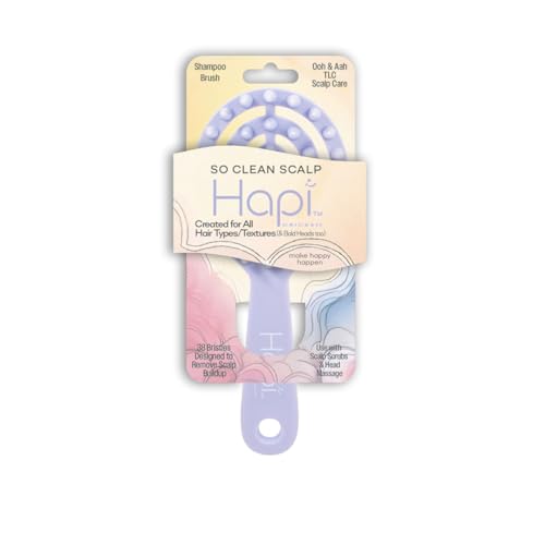 Cricket Hapi So Clean Scalp Massager Brush ? Silicone Scrubber & Exfoliator for Hair & Scalp Care, 38 Firm Tapered Teeth, Shampoo Brush for Shower & Salon - Light Purple
