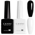CANNI Hema-Free Black & White Gel Nail Polish Set - 2 Pcs Soak Off LED Kit
