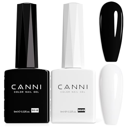 CANNI Hema-Free Black & White Gel Nail Polish Set - 2 Pcs Soak Off LED Kit