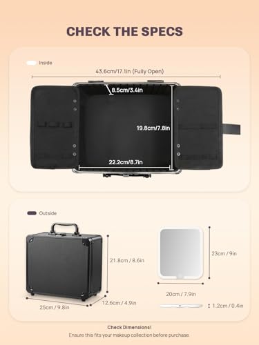 Qislee LED Makeup Box with Mirror & Detachable Organizer