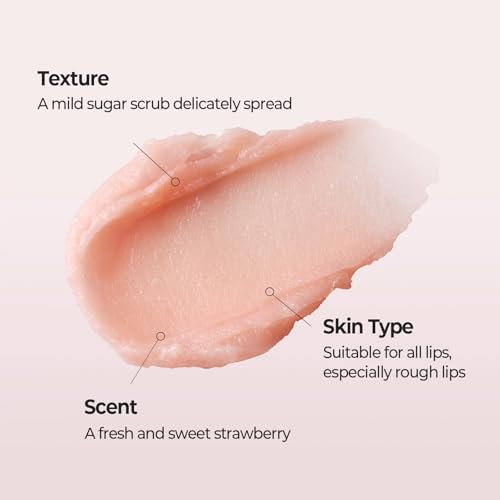SKINFOOD Strawberry Sugar Lip Scrub Mask, Stocking Stuffers, Exfoliating Lip Care, Hydrating Korean Lip Product for Soft & Smooth Lips, Deep Nourishment Mild Sugar Scrub Vegan (0.71 fl. Oz.)