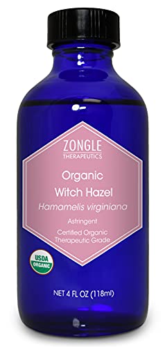 Organic Witch Hazel by Zongle, 4 OZ – 100% Pure Natural for Face, Acne, Butt, Skin, Scalp, Hair, Body