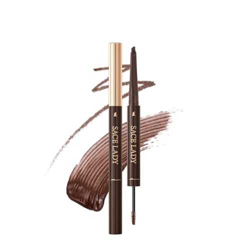 Sace Lady 2 in 1 Eyebrow Pencil & Eyebrow Gel, Dual-Ended Brow Pen & Eyebrow Brush for Fuller Brows, Fluffy & Precise, Waterproof Long-Lasting Eyebrow Pen for Women(03 Dark Brown)