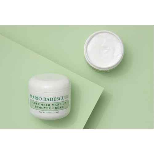 Mario Badescu Cucumber Makeup Remover Cream with Non-Greasy Formula - Emollient Cold Cream Makeup Remover for Heavy and Waterproof Make Up - Ideal for Dry or Sensitive Skin, 4 Oz