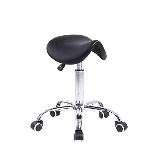 Rolling Saddle Stool with Wheels - Adjustable Height