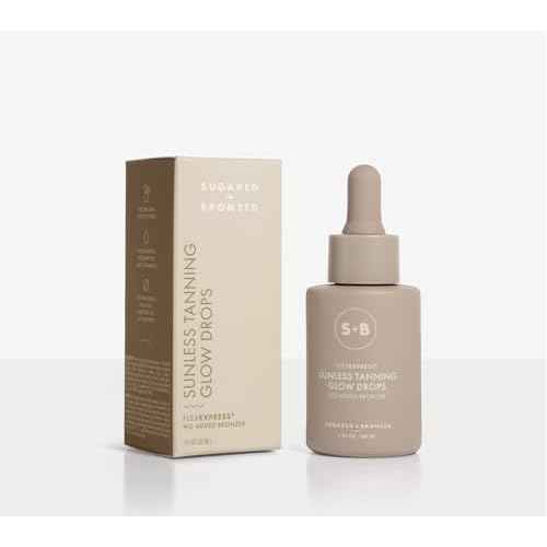 SUGARED + BRONZED Sunless Tanning Glow Drops ? Customizable Self-Tanner for Face & Body, Natural Glow, Clean Formula, Streak-Free, Lightweight, Travel-Friendly, Suits All Skin Types (1 Fl Oz)