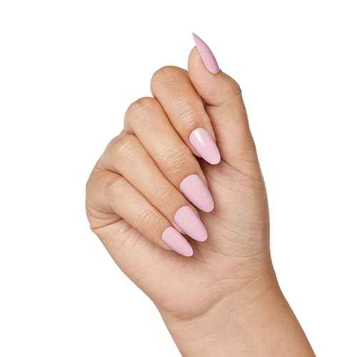 KISS Gel Fantasy, Press On Nails, Nail glue included, 'No Regrets', Light Pink, Medium Size, Almond Shape, Includes 28 Nails, 2g Glue, 1 Manicure Stick, 1 Mini file