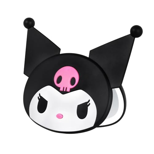 Impressions Vanity Kuromi LED Compact Mirror for Purse, Travel Lighted Makeup Mirror with 3X Magnification, Adjustable Brightness, Soft Touch Sensor Button, and Kuromi Figural Shaped Design