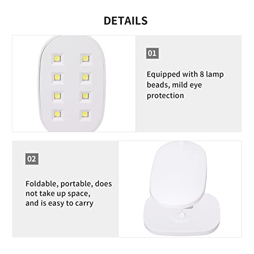 Dioche LED Nail Light Foldable Portable Nail Polish Dryer with Uniform Illumination & Eye Protection for Home Beauty & Nail Salon - 12W, Rechargeable with USB