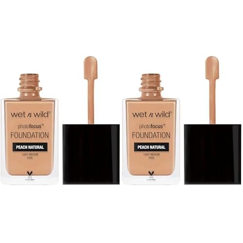 wet n wild Photo Focus Matte Liquid Foundation Peach Natural, Vegan & Cruelty-Free (Pack of 2)