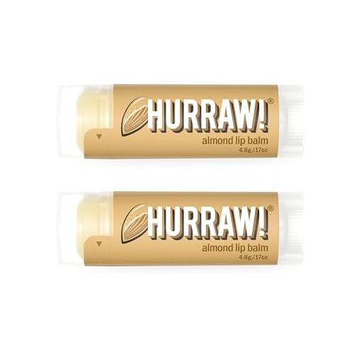 Hurraw! Almond Lip Balm, 2 Pack: Organic, Certified Vegan, Cruelty and Gluten Free. Non-GMO, 100% Natural Ingredients. Bee, Shea, Soy and Palm Free. Made in USA