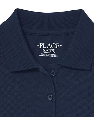 The Children's Place Girl's Short Sleeve Pique Polo, Black, Small