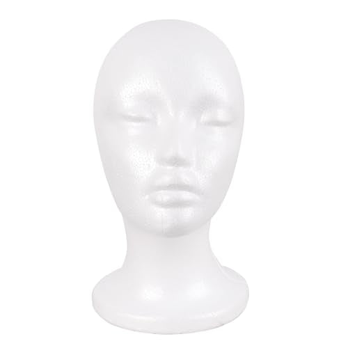 MapofBeauty White Foam Wig Head Stand & Mannequin Display for Hats, Masks