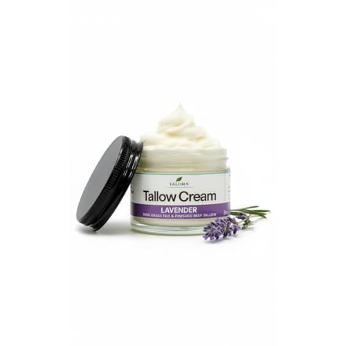 Tallow Cream: Lavender | 100% Grass-Fed & Finished Beef Suet Tallow Moisturizer with Organic Jojoba Oil | Deeply Nourishing | All-Natural Skin Cream for Dry & Sensitive Skin (2oz)