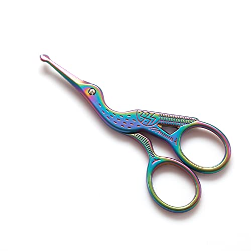 Nose Hair Scissors Rounded Tip Facial Hair Scissors Blunt Tip for Eyebrows Mustache, Eyelashes, Beard Trimming (Rainbow)