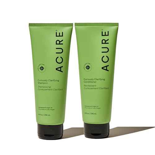 Acure Curiously Clarifying Shampoo and Conditioner Set - Daily Deep Cleansing & Hydrating Set for Women & Men, Detox for Oily Hair & Scalp Build Up, Paraben Free, Sulfate Free - 8 fl oz (2 Pack)