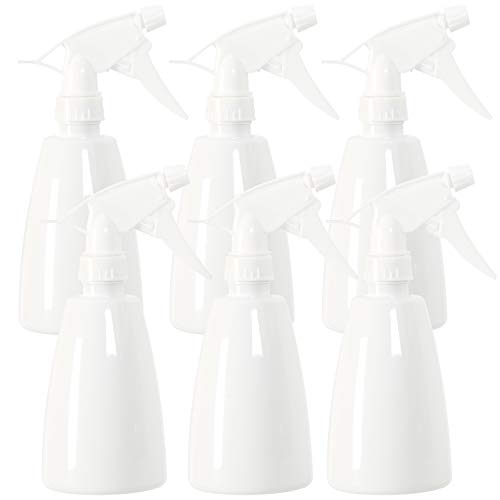 Youngever 6 Pack Empty Plastic Spray Bottles, White Spray Bottles for Hair and Cleaning Solutions (12 Ounce)