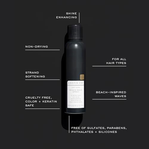 Kristin Ess Hair Soft Shine Beach Wave Hair Spray for Soft Texture + Shine, Non-Drying, Wavy Hair Styling Product, 6.7 oz