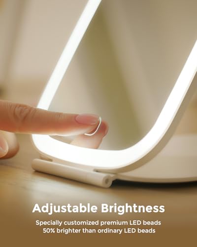 NEZZOE Travel Makeup Mirror with LED Light, Rechargeable Portable, 7x5 Inch