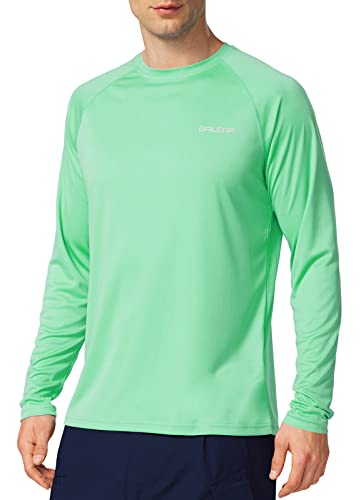 BALEAF Men's Sun Protection Shirts UV SPF T-Shirts UPF 50+ Long Sleeve Rash Guard Fishing Running Quick Dry Beach Glass Size S