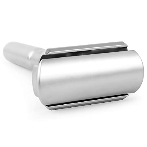 QSHAVE Adjustable Double Edge Classic Safety Razor (1 Razor & 5 pcs Titanium Coated Blades)