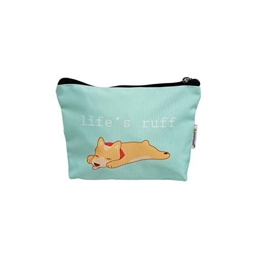 Pearhead Pet Dog Lover Canvas Zipper Pouch ? ¡°Life¡¯s Ruff¡± Puppy Design Travel Organizer, Multipurpose Makeup & Accessory Bag