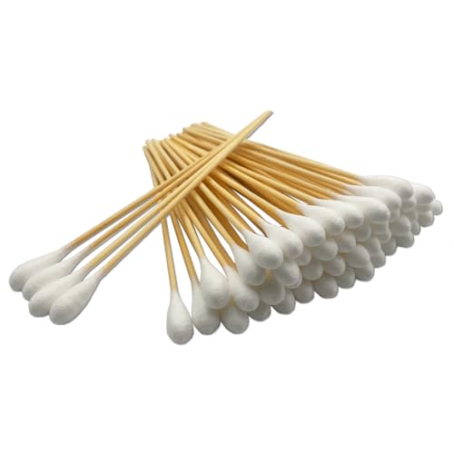 6-Inch Large Cotton Swabs with Bamboo Handles for Pet Care - 100 Pack