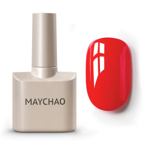 MAYCHAO 15ML Gel Nail Polish 1Pc Red Gel Polish Soak Off UV LED Nail Polish Nail Art Starter Manicure Salon DIY at Home, 0.5 OZ