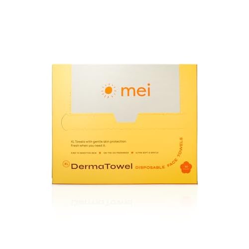 Mei Apothecary XL DermaTowel Disposable Face Towels, 50 Count Facial Cloths for Washing Face & Makeup Removal, 10x12"