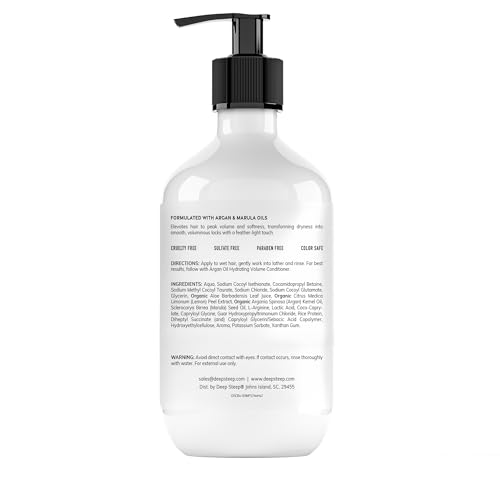 Deep Steep Argan Oil Hydrating Volume Shampoo, 17 oz ? Volumizing Shampoo with Argan Oil, Aloe, Marula Oil & Rice Protein ? Sulfate-Free, Vegan, Clean Beauty Hair Care, Full Hydration