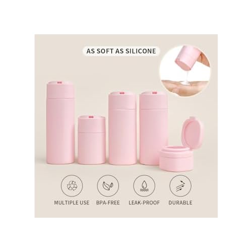 5 Pack Brief and Fashion Travel Bottles TSA Approved, BPA Free Travel Size Travel Containers Refillable Squeeze Bottles for Cosmetic Shampoo Cream Conditioner Lotion Soap¡¦ (Nordic white)