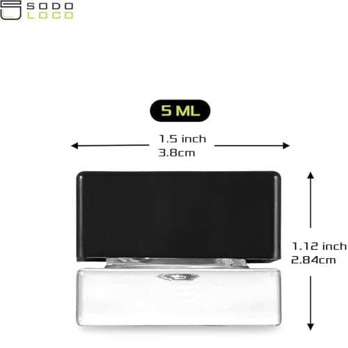 (150 Pack) 5ml Square Clear Glass Jars with Child-Resistant Lids ? PTFE Lined Caps ? Airtight Storage