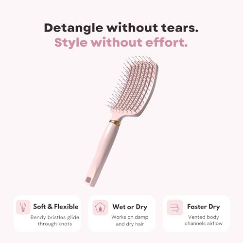 Detangler Hair Brush with Soft Bristles for Wet & Dry Hair