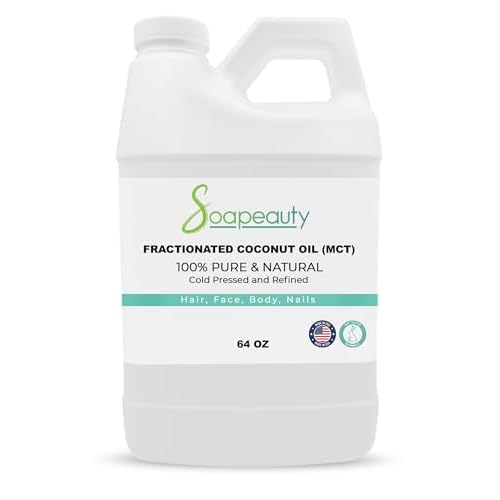 Soapeauty FRACTIONATED Coconut Oil Cold Pressed Refined | 100% Natural Available in Bulk | Carrier for Essential Oils, Face, Skin, Hair Moisturizer, Soap Making | 64 fl oz