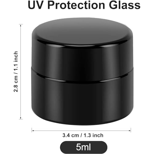 (50 Packs) Green Nexus 5g/5ml UV Protection Glass Jars for Lip Balm, Lotion, Oil, Cream & Cosmetics Enhanced Cap (2024)
