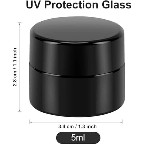 (50 Packs) Green Nexus 5g/5ml UV Protection Glass Jars for Lip Balm, Lotion, Oil, Cream & Cosmetics Enhanced Cap (2024)