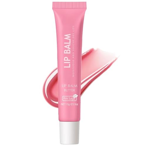Lip Balm Butter Pink Sugar,Hydrating Tinted Butter Lip Gloss,Clear Lip Mask Lip Moisturizer,Lip Treatment Balm Lipgloss,Non-Sticky Jelly Glow Reviver Fat Lip Oil,Christmas Makeup Gift for Women-06