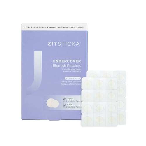 ZitSticka Invisible, Ultra-Sheer Hydrocolloid Patches | UNDERCOVER Blemish Patches to Help Calm Skin and Redness of Blemishes | Zit Patch and Pimple Stickers