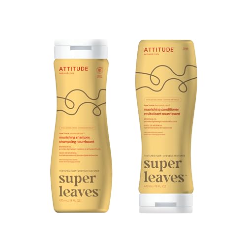 Bundle of ATTITUDE Hair Shampoo and Conditoner, EWG Verified, Plant- and Mineral-Based Ingredients, Vegan and Cruelty-free Beauty and Personal Care Products, Wavy and Curly, Sweet Tropical, 16 Fl Oz