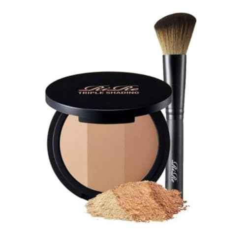 Generic Triple Shading & Brush Set 9.5g, Facial Contouring Natural Powder Smooth Expression ((#Light Beige #Dark Beige #Brown)