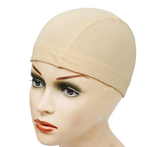 YANTAISIYU 2 Pcs/Lot Wig Caps Mesh Cap with Wide Elastic Band Wig Cap for Making Wig Mesh Dome Cap for Wigs (Blonde Mesh Cap M)