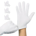 White Cotton Gloves for Moisturizing Hands, Eczema & Spa Use – Pack of 3