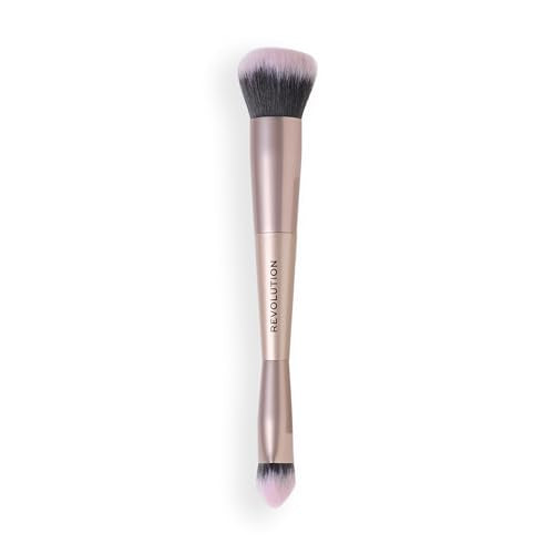 Revolution, Flawless Flex Duo Face Brush, Dual-Ended Makeup Brush for Foundation, Concealer, or Powders, Seamless Finish, Vegan & Cruelty-Free