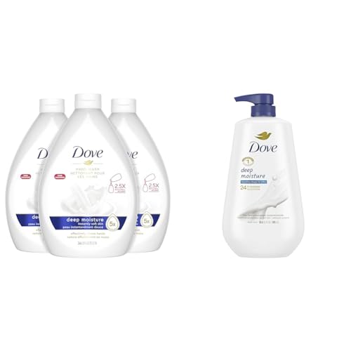 Dove Advanced Care Hand Wash Deep Moisture Pack of 3 for Soft, Smooth Skin More Moisturizers & Body Wash with Pump Deep Moisture For Dry Skin Moisturizing Skin Cleanser