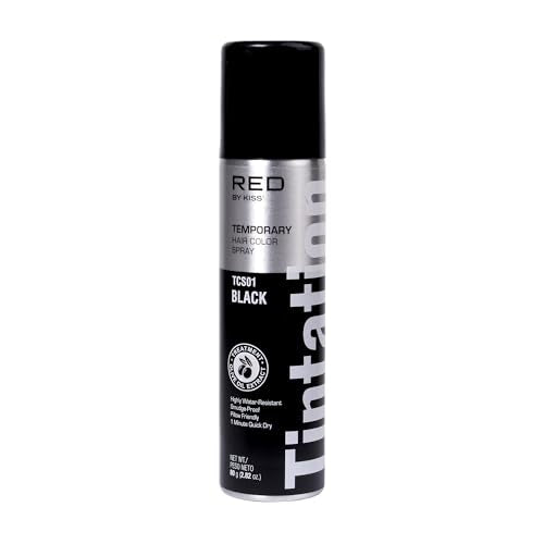 Red by Kiss Temporary Hair Color Spray Black 2.82oz