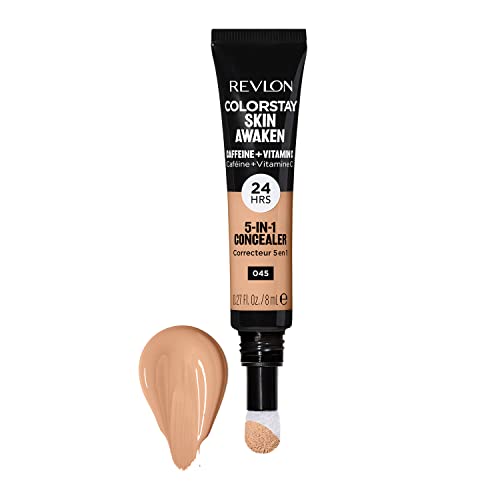 Revlon ColorStay Skin Awaken 5-in-1 Concealer, Lightweight, Creamy Longlasting Face Makeup with Caffeine & Vitamin C, For Imperfections, Dark Circles & Redness, 045 Honey, 0.27 fl oz